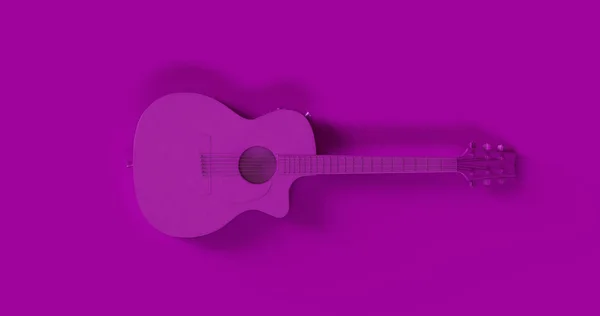 Purple Acoustic Guitar Illustration Rendering — Stock Photo, Image