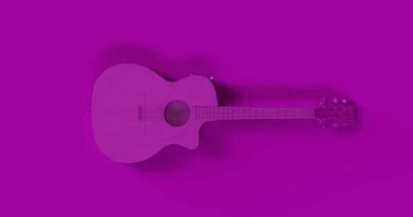 Chitarra Acustica Viola Illustrazione Rendering — Foto Stock