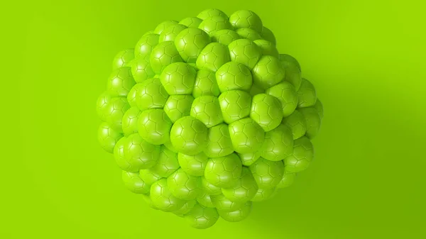Balones Fútbol Verde Brillante Formado Una Esfera Ilustración —  Fotos de Stock
