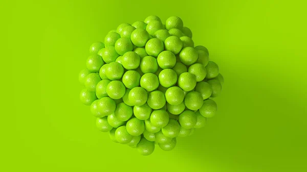 Bright Green Footballs Formado Uma Esfera Ilustração — Fotografia de Stock