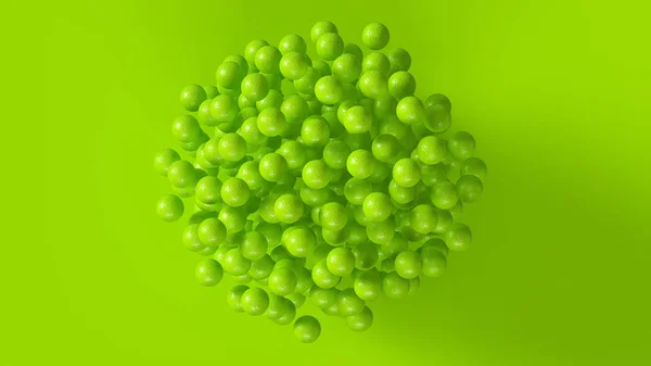 Bright Green Footballs Formed Sphere Illustration — Stock Photo, Image