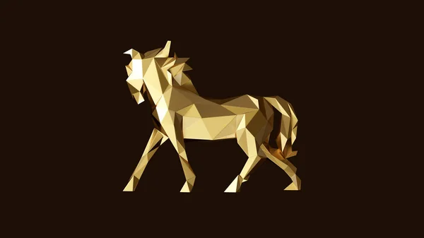 Gold Polygon Pferd Illustration Rendering — Stockfoto