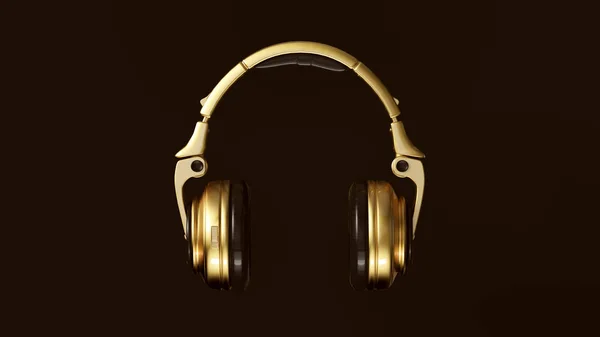 Золоті Сучасні Навушники Ілюстрація Рендерингу — стокове фото