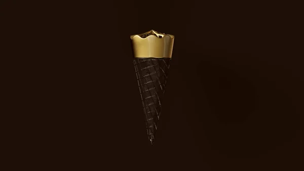 Чорно Золотий Морозиво Cornet Ілюстрація Рендерингу — стокове фото