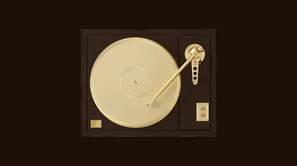 Guld Skivspelare Turntable Illustration — Stockfoto