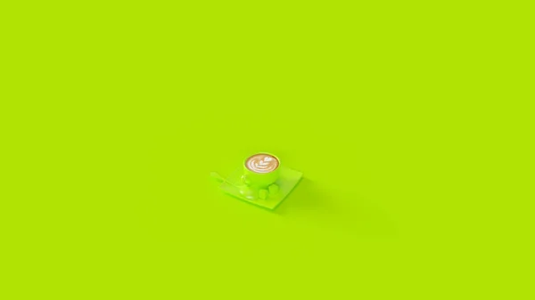 グリーンコーヒーカップカプチーノ3Dイラスト — ストック写真