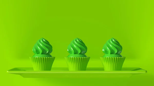 Grön Muffins Rendering Illustration — Stockfoto