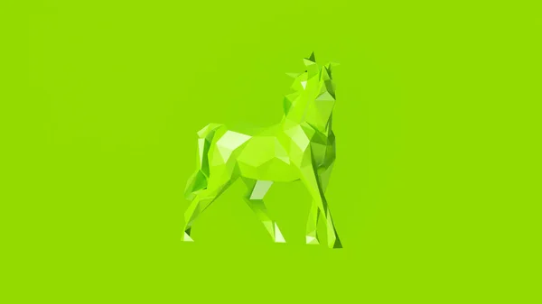 Lime Green Polygon Horse Illustrazione Rendering — Foto Stock