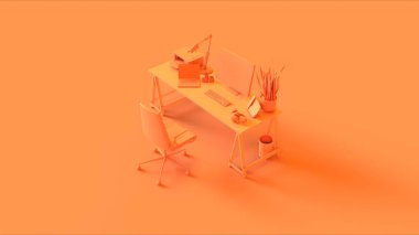 Orange Contemporary Office 3d illustration 3d rendering clipart