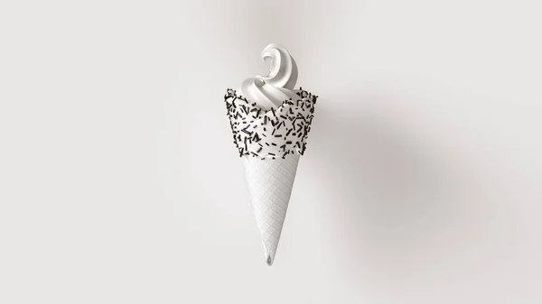 White Ice Cream White Icing Black Sprinkles Illustration — 스톡 사진