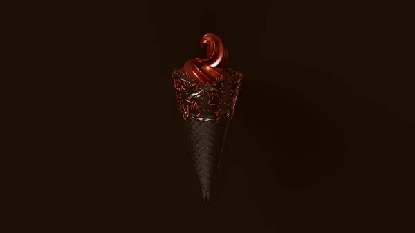 Red Cherry Csípő Glitter Ice Cream Fekete Jegesedés Red Cherr — Stock Fotó