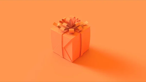 Regalo Regalo Envuelto Naranja Con Arco Ilustración Renderizado —  Fotos de Stock