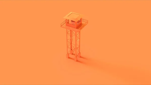 Arancione Semplice Orologio Legno Torre Anteriore Illustrazione — Foto Stock