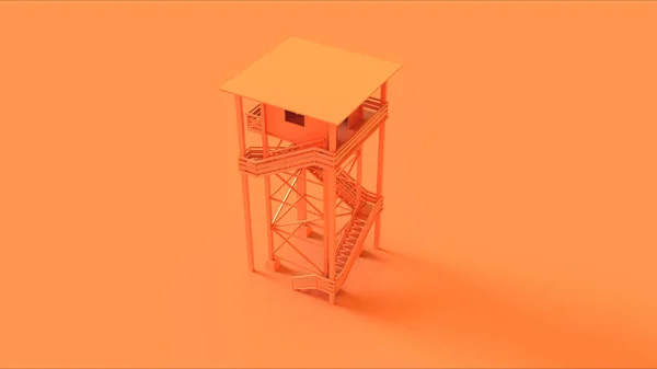 Πορτοκαλί Απλή Ξύλινη Παρακολούθηση Πύργος Μπροστά Εικόνα — Φωτογραφία Αρχείου