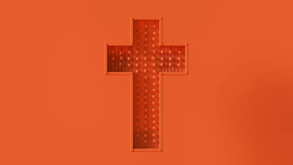 Orange Modern Christian Cross Koncepció Illusztráció — Stock Fotó
