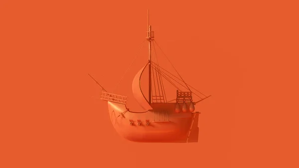 Naranja Pirata Barco Ilustración Renderizado — Foto de Stock