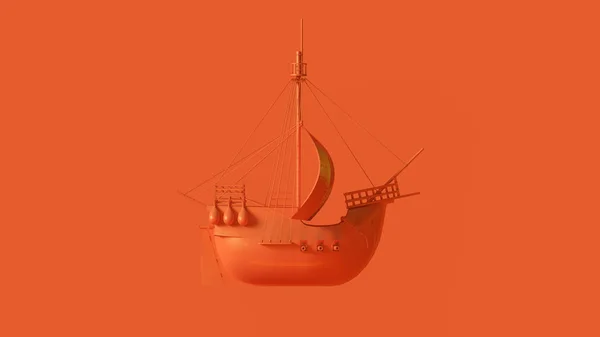 Orange Pirate Ship Ілюстрація Рендеринга — стокове фото