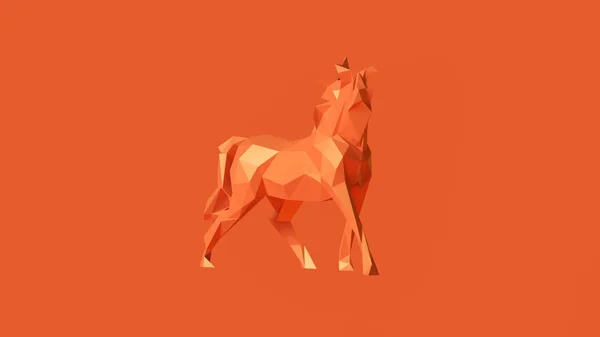 Orange Polygon Horse Illustration Rendering — Stockfoto