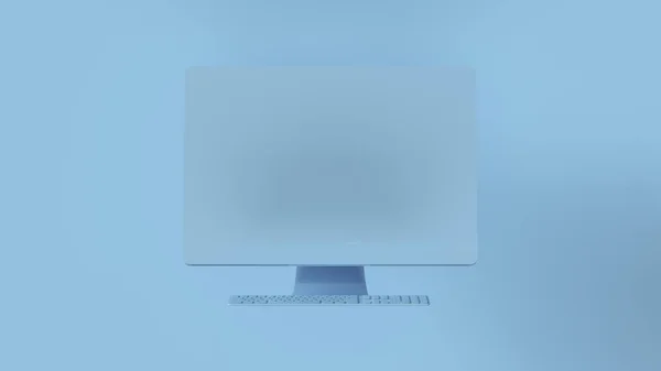 Soluk Mavi Masaüstü Bilgisayar Nce Klavye Illüstrasyon — Stok fotoğraf