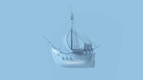 Illustrazione Della Nave Pirata Blu Pallida Rendering — Foto Stock