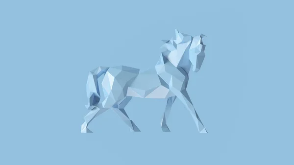 Ljusblå Polygon Horse Illustration Rendering — Stockfoto