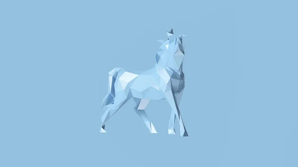 Pale Blue Polygon Horse 3d illustration 3d rendering