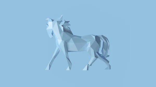 Ljusblå Polygon Horse Illustration Rendering — Stockfoto