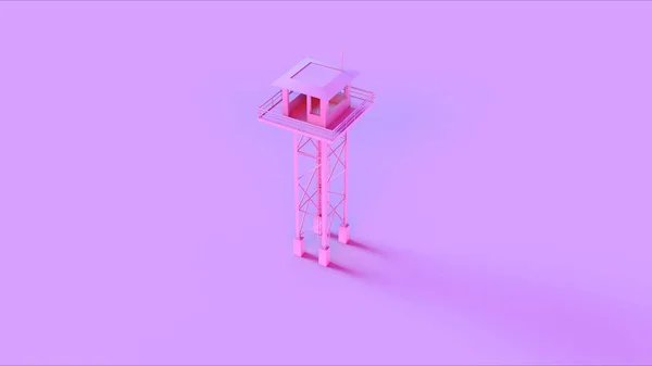 Roze Eenvoudige Houten Watch Tower Front Illustratie — Stockfoto