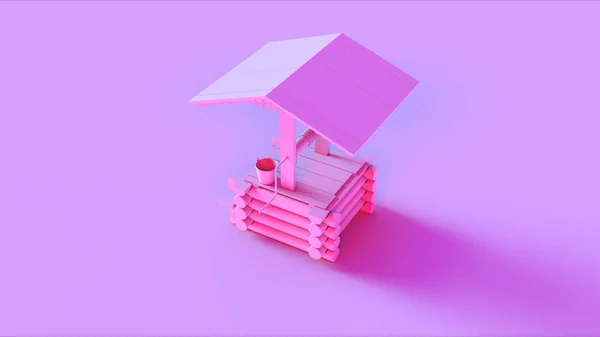粉红色高简单水井覆盖3D插图 — 图库照片