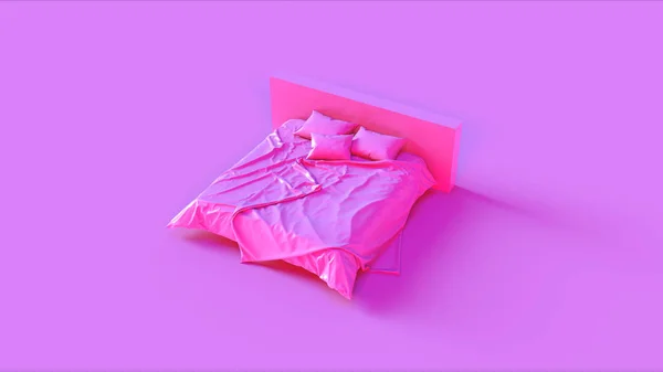 Pink Bed Illusztrációja Renderelés — Stock Fotó
