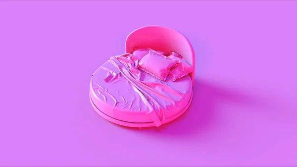 Pink Round Bed 3d illustration 3d rendering