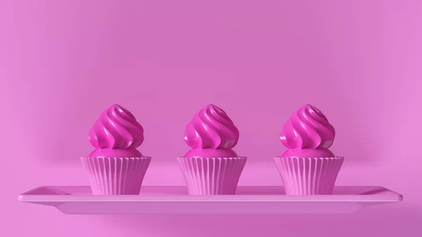 Rosa Cupcakes Rendering Illustration — Stockfoto