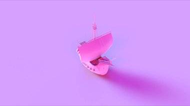 Pink Pirate Ship 3d illustration 3d rendering- clipart