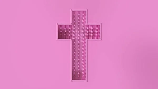 Рожевий Сучасний Християнський Хрест Концепція Ілюстрація — стокове фото