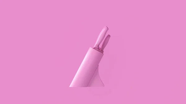 Pink Knife Block Иллюстрация Рендеринг — стоковое фото