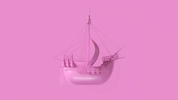 Pink Pirate Ship 3d illustration 3d rendering-