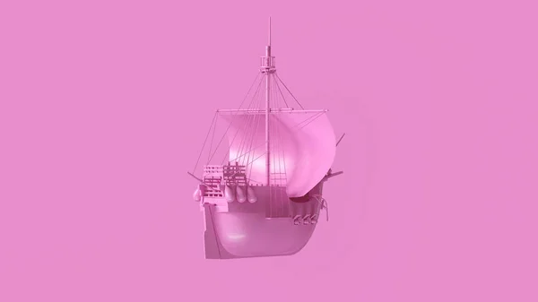 Pink Pirate Ship 3d illustration 3d rendering-