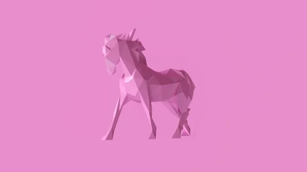 Pink Polygon Horse 3d illustration 3d rendering