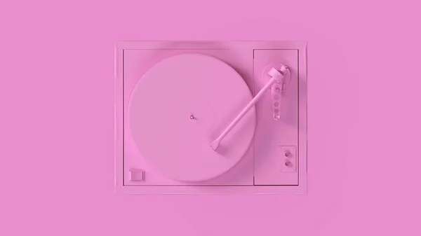 Kulaklık Illüstrasyon Render Ile Pembe Vintage Turntable Kayıt Çalar — Stok fotoğraf