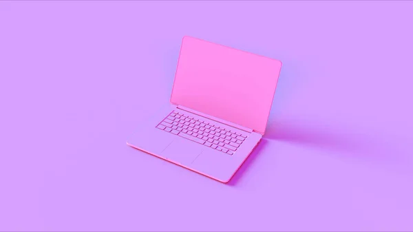 Pink Laptop 3d rendering illustration