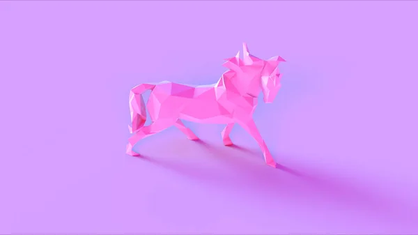 Pink Polygon Horse Illustration Rendering — Stock Photo, Image