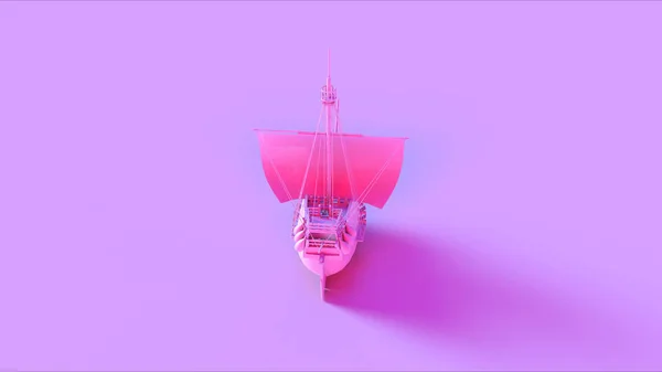 粉红海盗船3D插图3D渲染 — 图库照片