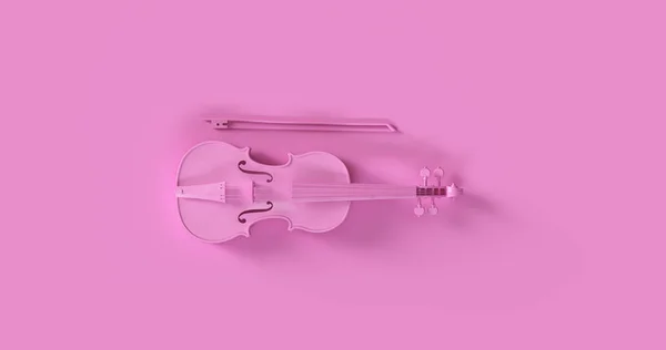 粉红色小提琴 渲染插图 — 图库照片