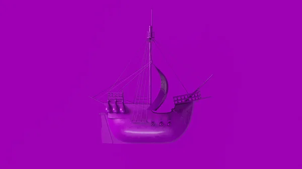 Purple Pirate Ship 3d illustration 3d rendering-