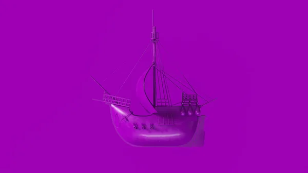 Purple Pirate Ship 3d illustration 3d rendering-