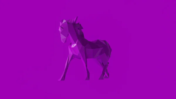 Purple Polygon Cavalo Ilustração Renderização — Fotografia de Stock