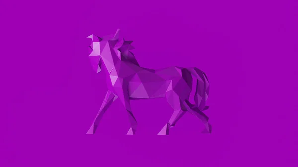 Purple Polygon Cavalo Ilustração Renderização — Fotografia de Stock
