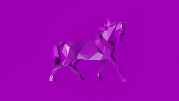 Purpurowy Wielokąt Koń Ilustracja Renderowania — Zdjęcie stockowe