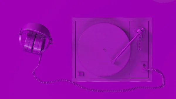 紫ヴィンテージレコードプレーヤー3Dイラスト — ストック写真