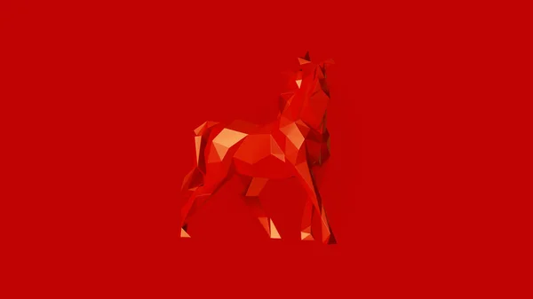 Červený Mnohoúhelník Kůň Ilustrace Vykreslování — Stock fotografie